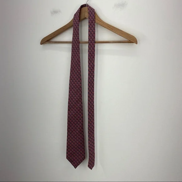 Vintage 90s Christian Dior Monsieur Mauve Pink Blue Chain Silk Menswear - Picture 3 of 11